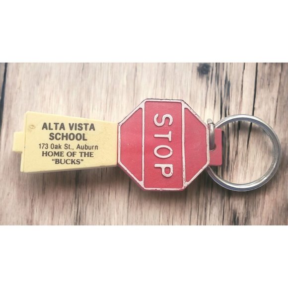 Alta Vista Charter School Key Chain Pen Stop Sign Auburn CA Home of the Bucks - Picture 1 of 6